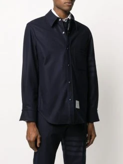 Thom Browne flannel tonal 4-Bar shirt jacket