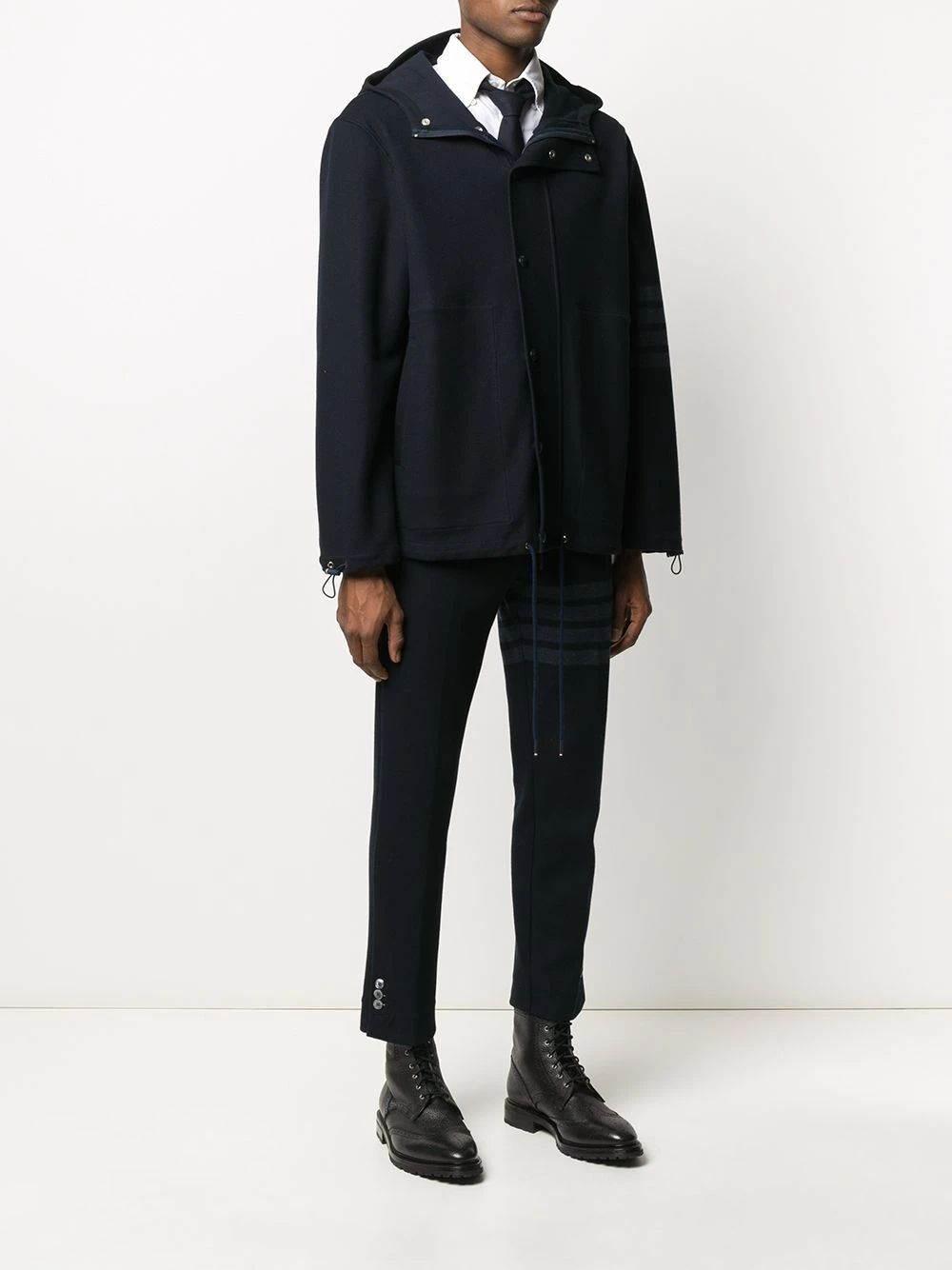 New β Thom Browne Tonal 4 Bar hooded jacket lightweight jackets of men π 3 Thom Browne tonal 4-Bar hooded jacket