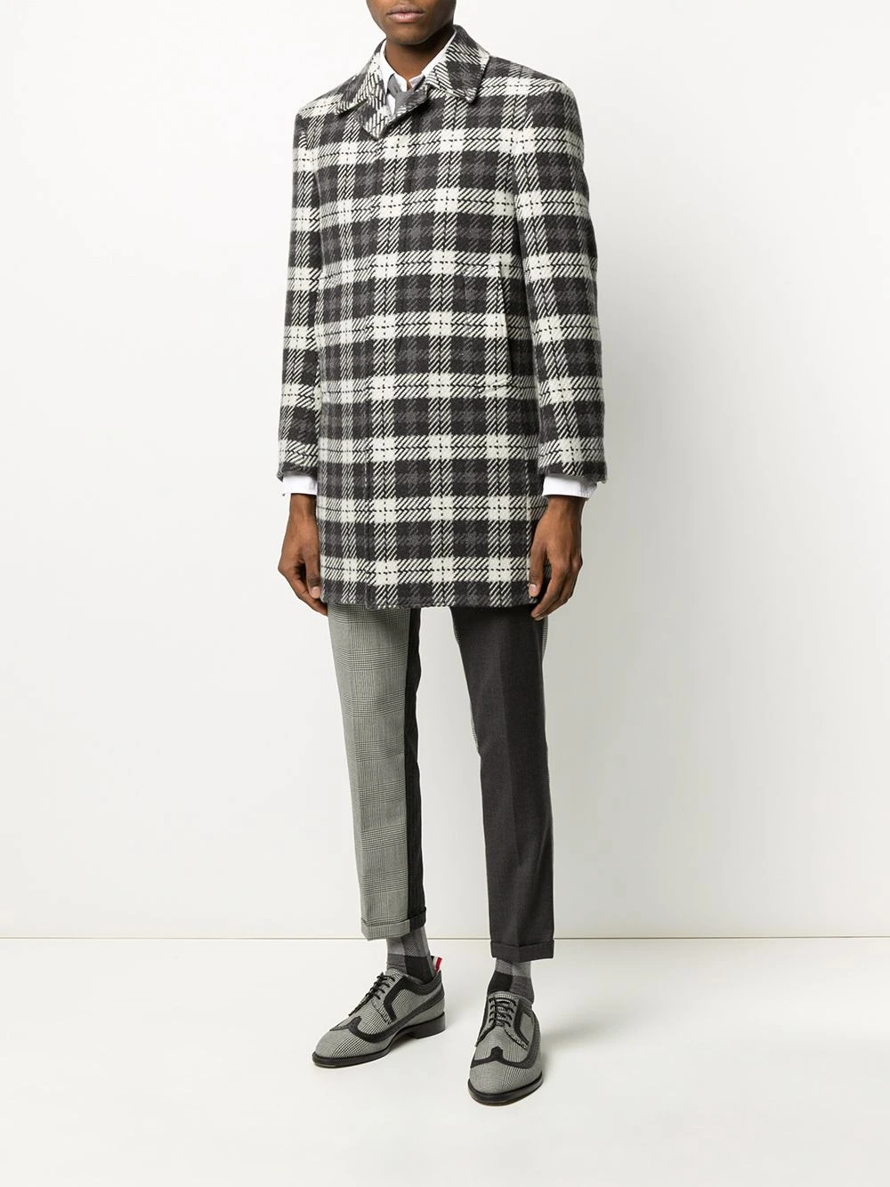 Outlet β€οΈ Thom Browne Tartan check tweed coat single breasted coats of men π 2 Thom Browne tartan check tweed coat