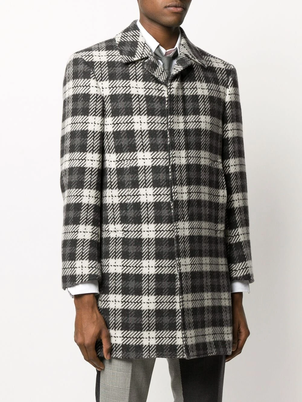 Outlet β€οΈ Thom Browne Tartan check tweed coat single breasted coats of men π 3 Thom Browne tartan check tweed coat
