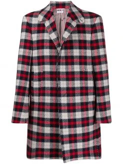 Thom Browne tartan-check tweed cashmere overcoat