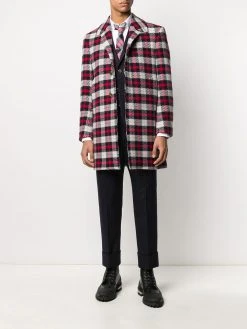 Thom Browne tartan-check tweed cashmere overcoat