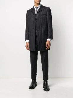 Thom Browne chalk-stripe Chesterfield overcoat