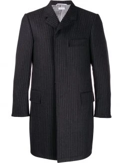 Thom Browne chalk-stripe Chesterfield overcoat