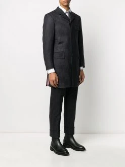 Thom Browne chalk-stripe Chesterfield overcoat