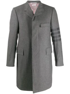Thom Browne tonal 4-Bar Chesterfield overcoat