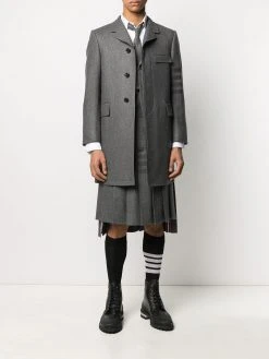 Thom Browne tonal 4-Bar Chesterfield overcoat