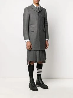 Thom Browne tonal 4-Bar Chesterfield overcoat