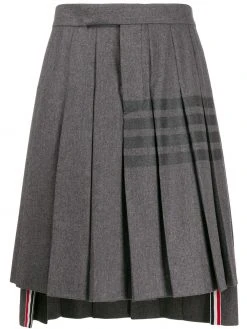Thom Browne knee-length pleated 4-Bar striped skirt
