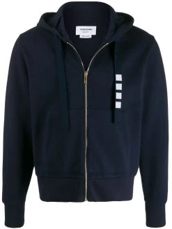 Thom Browne 4-Bar double-knit zip-up hoodie