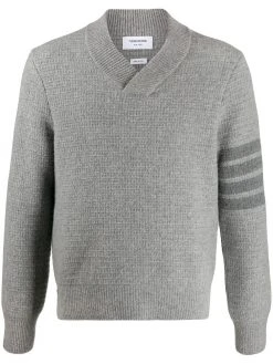 Thom Browne tonal 4-Bar shawl pullover