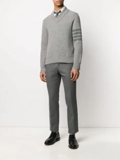 Thom Browne tonal 4-Bar shawl pullover