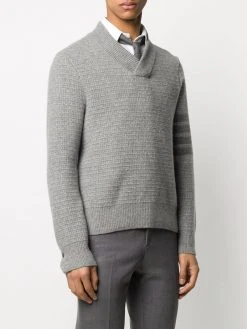 Thom Browne tonal 4-Bar shawl pullover