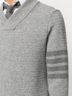 Thom Browne tonal 4-Bar shawl pullover