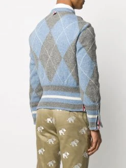 Thom Browne argyle ribbed V-neck jumper