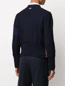 Discount 👏 Thom Browne Aran cable 4 Bar cardigan cardigans of men ✔️ 8 Thom Browne Aran cable 4-Bar cardigan