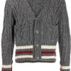 Thom Browne Aran cable Cricket stripe cardigan