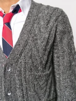 Thom Browne Aran cable Cricket stripe cardigan