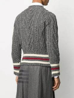 Thom Browne Aran cable Cricket stripe cardigan