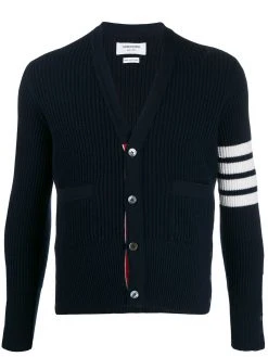 Thom Browne 4-Bar waffle stitch cardigan