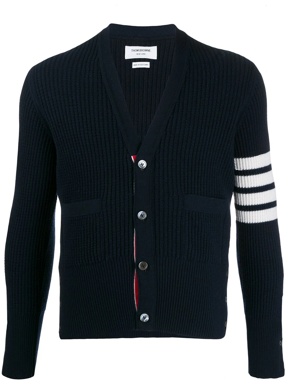 Hot Sale ❤️ Thom Browne 4 Bar waffle stitch cardigan cardigans of men ⌛ 1 Thom Browne 4-Bar waffle stitch cardigan