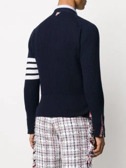 Hot Sale ❤️ Thom Browne 4 Bar waffle stitch cardigan cardigans of men ⌛ 8 Thom Browne 4-Bar waffle stitch cardigan