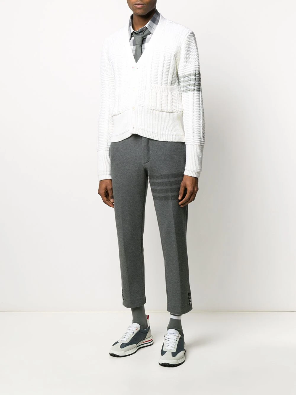 Coupon β¨ Thom Browne Slim fit tonal 4 Bar trousers cropped pants of men π 2 Thom Browne slim-fit tonal 4-Bar trousers
