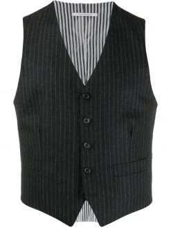 Thom Browne narrow chalk-stripe flannel waistcoat