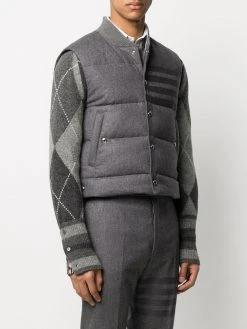 Best Sale π₯ Thom Browne 4 Bar down filled flannel gilet waistcoats & gilets of men β 7 Thom Browne 4-Bar down-filled flannel gilet