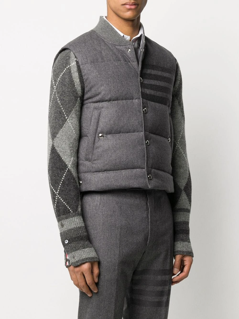 Best Sale π₯ Thom Browne 4 Bar down filled flannel gilet waistcoats & gilets of men β 3 Thom Browne 4-Bar down-filled flannel gilet