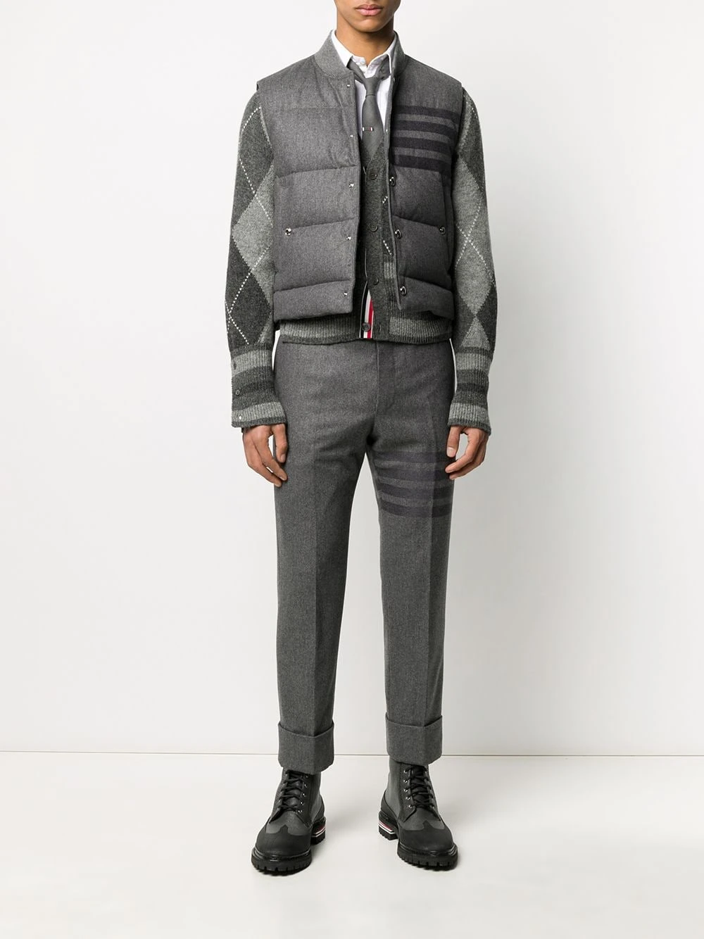 Best Sale π₯ Thom Browne 4 Bar down filled flannel gilet waistcoats & gilets of men β 2 Thom Browne 4-Bar down-filled flannel gilet