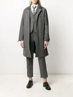 Thom Browne tonal 4-bar hooded parka