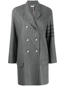 Thom Browne tonal 4-Bar double-breasted coat
