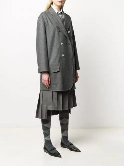 Thom Browne tonal 4-Bar double-breasted coat