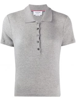 Thom Browne 4-Bar side insert ribbed polo shirt