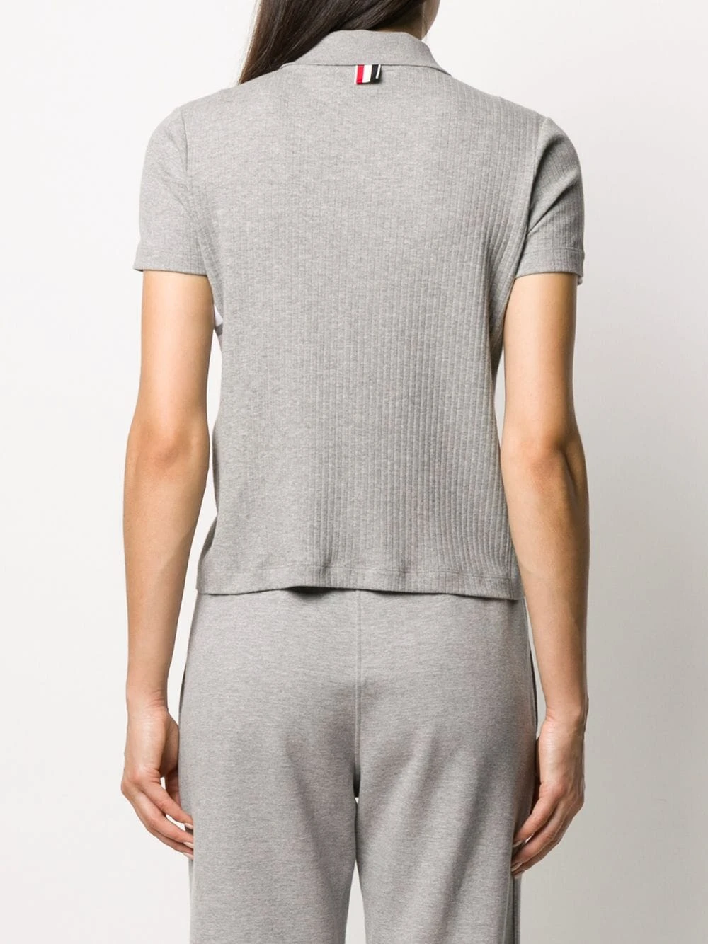 Discount ❤️ Thom Browne 4 Bar side insert ribbed polo shirt knitted tops of women ❤️ 4 Thom Browne 4-Bar side insert ribbed polo shirt