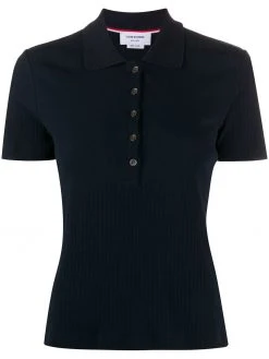 Thom Browne 4-Bar side insert ribbed polo shirt