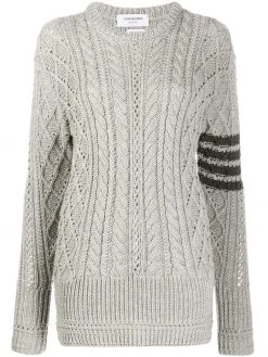 Thom Browne 4-Bar Aran cable knit jumper