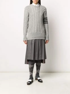 Thom Browne 4-Bar Aran cable knit jumper