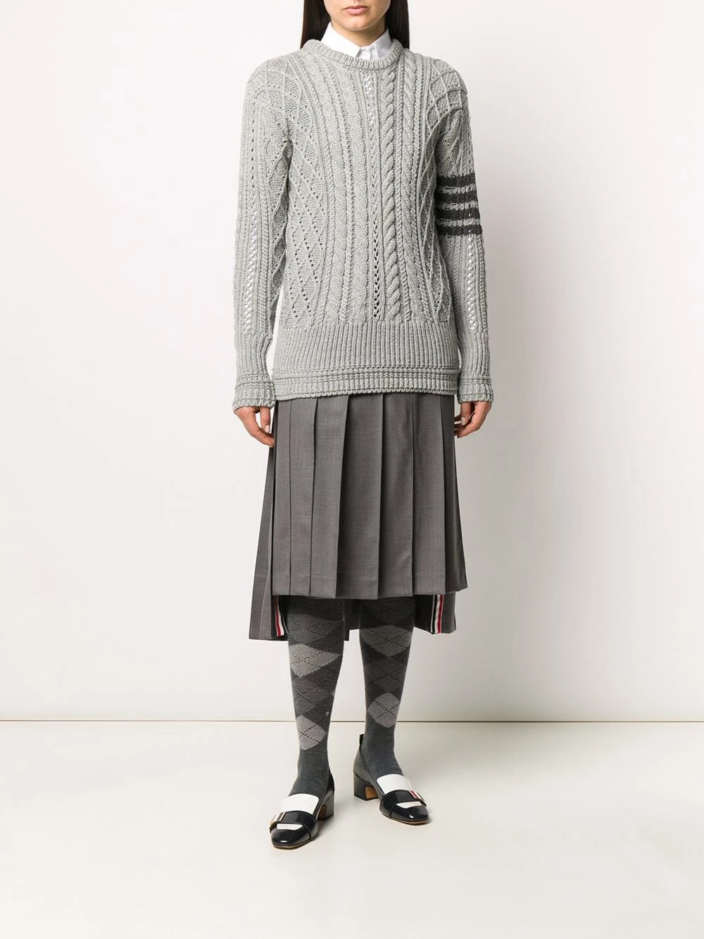 Cheap π Thom Browne 4 Bar Aran cable knit jumper knitted sweaters of women β 2 Thom Browne 4-Bar Aran cable knit jumper