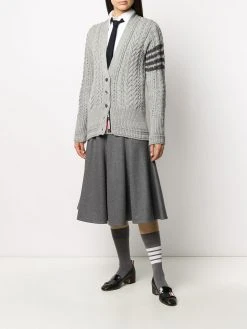 Thom Browne 4-Bar Aran cable knit cardigan
