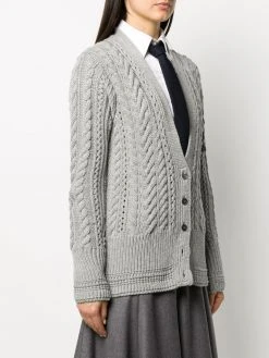 Flash Sale 🔥 Thom Browne 4 Bar Aran cable knit cardigan cardigans of women 🌟 7 Thom Browne 4-Bar Aran cable knit cardigan