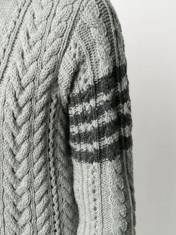 Flash Sale 🔥 Thom Browne 4 Bar Aran cable knit cardigan cardigans of women 🌟 9 Thom Browne 4-Bar Aran cable knit cardigan