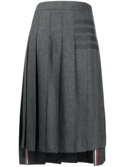 Thom Browne 4-Bar pleated flannel skirt