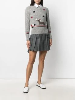 Thom Browne 4-Bar pleated flannel mini skirt