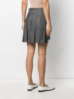 Thom Browne 4-Bar pleated flannel mini skirt