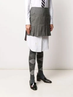 Thom Browne mini pleated skirt with yoke in super 120's twill