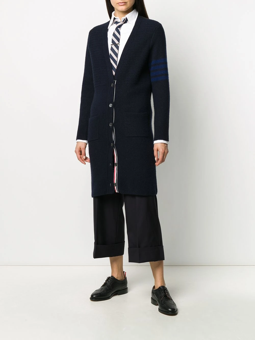 Wholesale π₯° Thom Browne 4 Bar wool suiting trousers cropped pants of women π₯° 2 Thom Browne 4-Bar wool suiting trousers