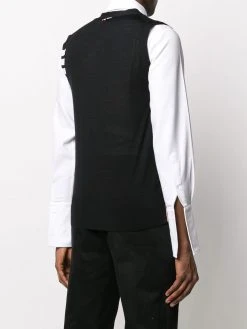 Hot Sale 𧨠Thom Browne 4 Bar sleeveless V neck cardigan cardigans of men β 8 Thom Browne 4-Bar sleeveless V-neck cardigan