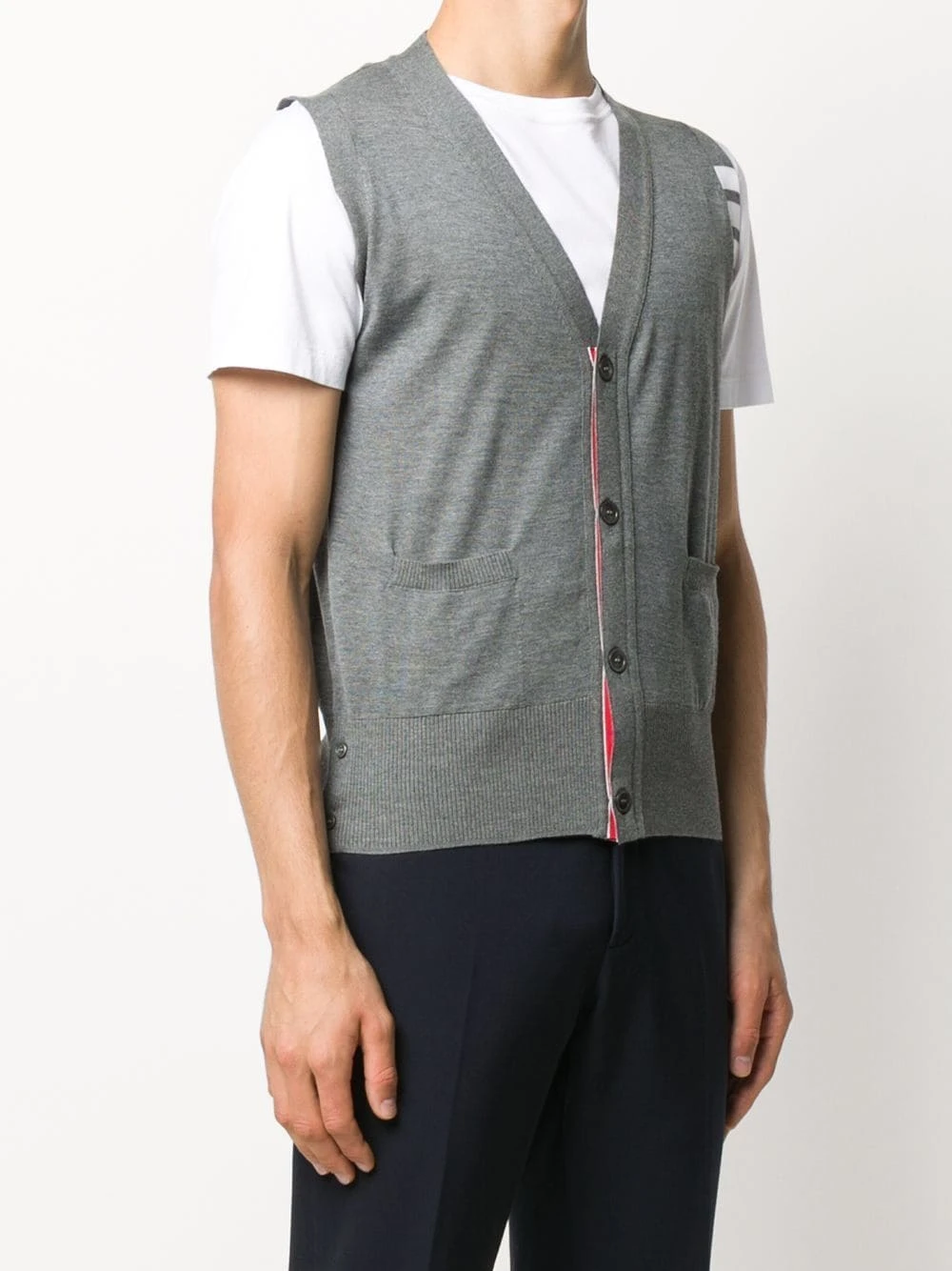 Best deal π Thom Browne Knitted 4 Bar V neck vest cardigans of men β 3 Thom Browne knitted 4-Bar V-neck vest